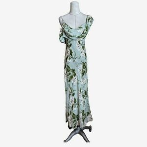 NWT Reformation Reya Floral Drape Green Slip Dress